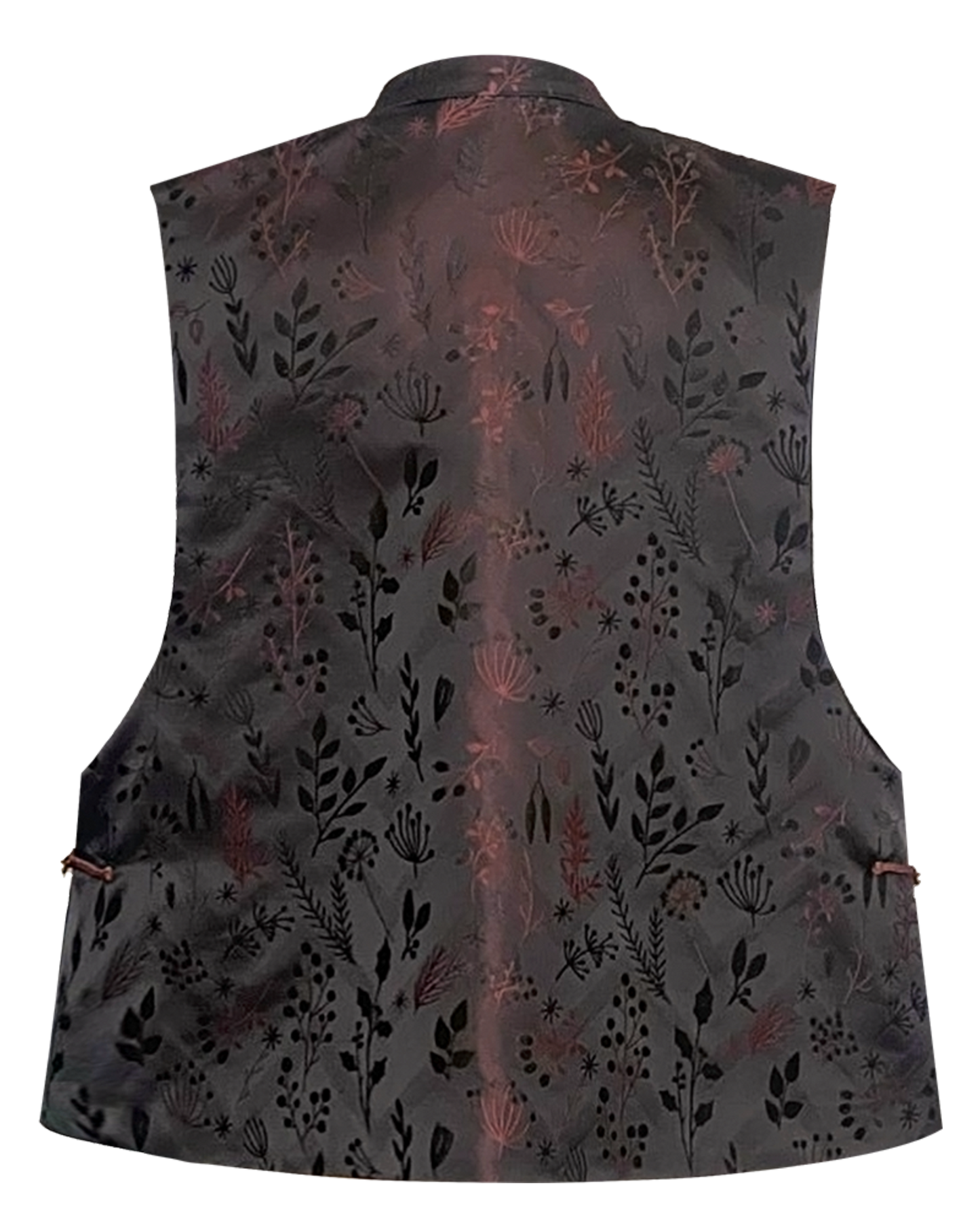 Mulberry Silk Embroidery Leisure Vest  | Handcrafted Fasteners