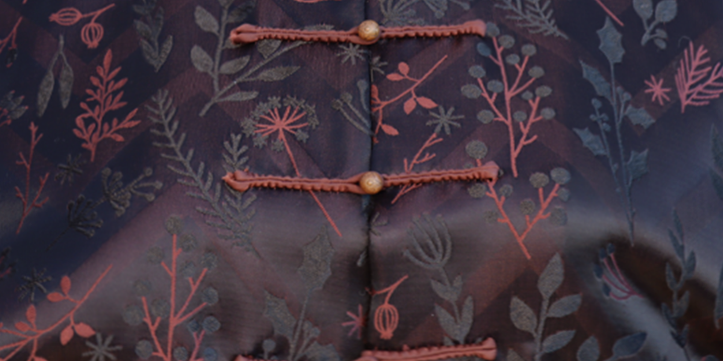 Mulberry Silk Embroidery Leisure Vest  | Handcrafted Fasteners