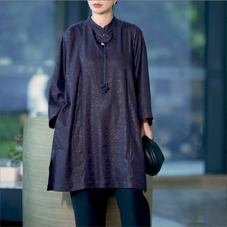 New Chinese Fashion | Suitable for all seasons with reduced age | Casual temperament Solid color shirt top A4015