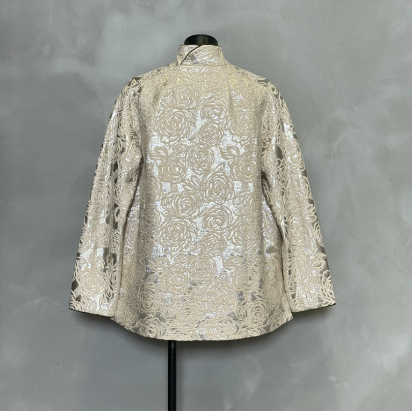 New Chinese style | Elegant and fashionable heavy industry versatile | Silk and wool woven gold jacquard jacket A4111