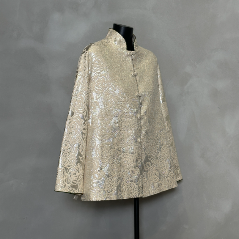 New Chinese style | Elegant and fashionable heavy industry versatile | Silk and wool woven gold jacquard jacket A4111