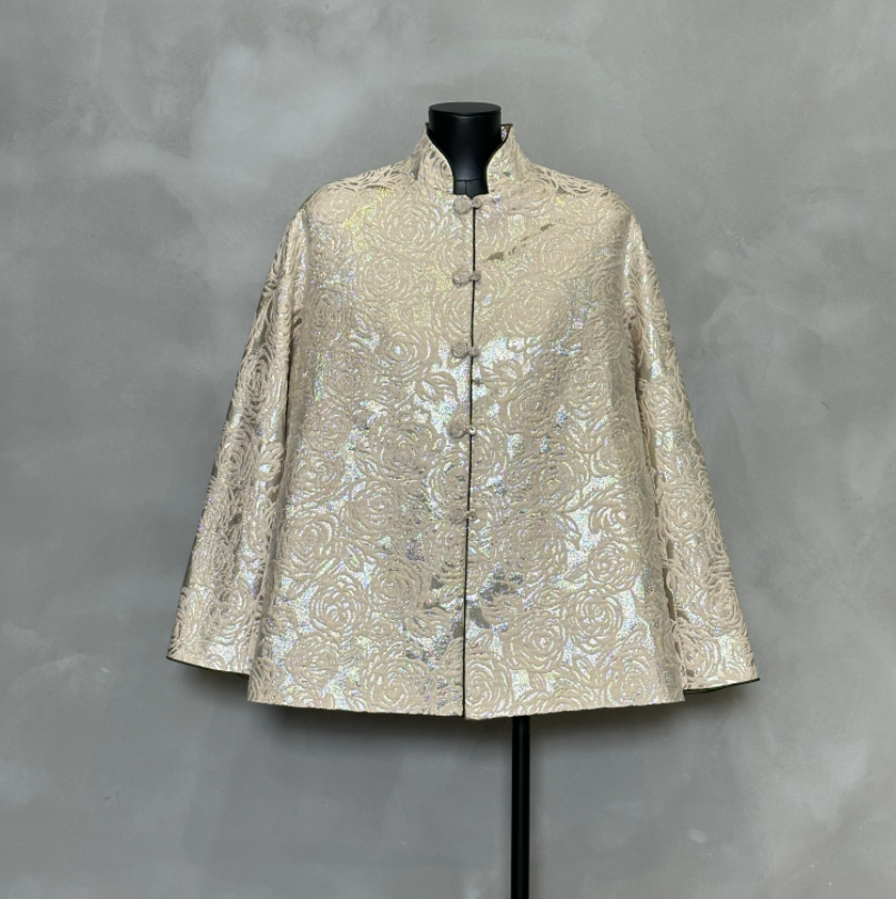 New Chinese style | Elegant and fashionable heavy industry versatile | Silk and wool woven gold jacquard jacket A4111