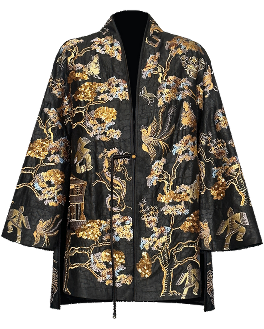 Luxurious Mulberry Silk Embroidery Jacket  | Money Tree Pattern | CNY Collection | Xiangyunsha Fabric