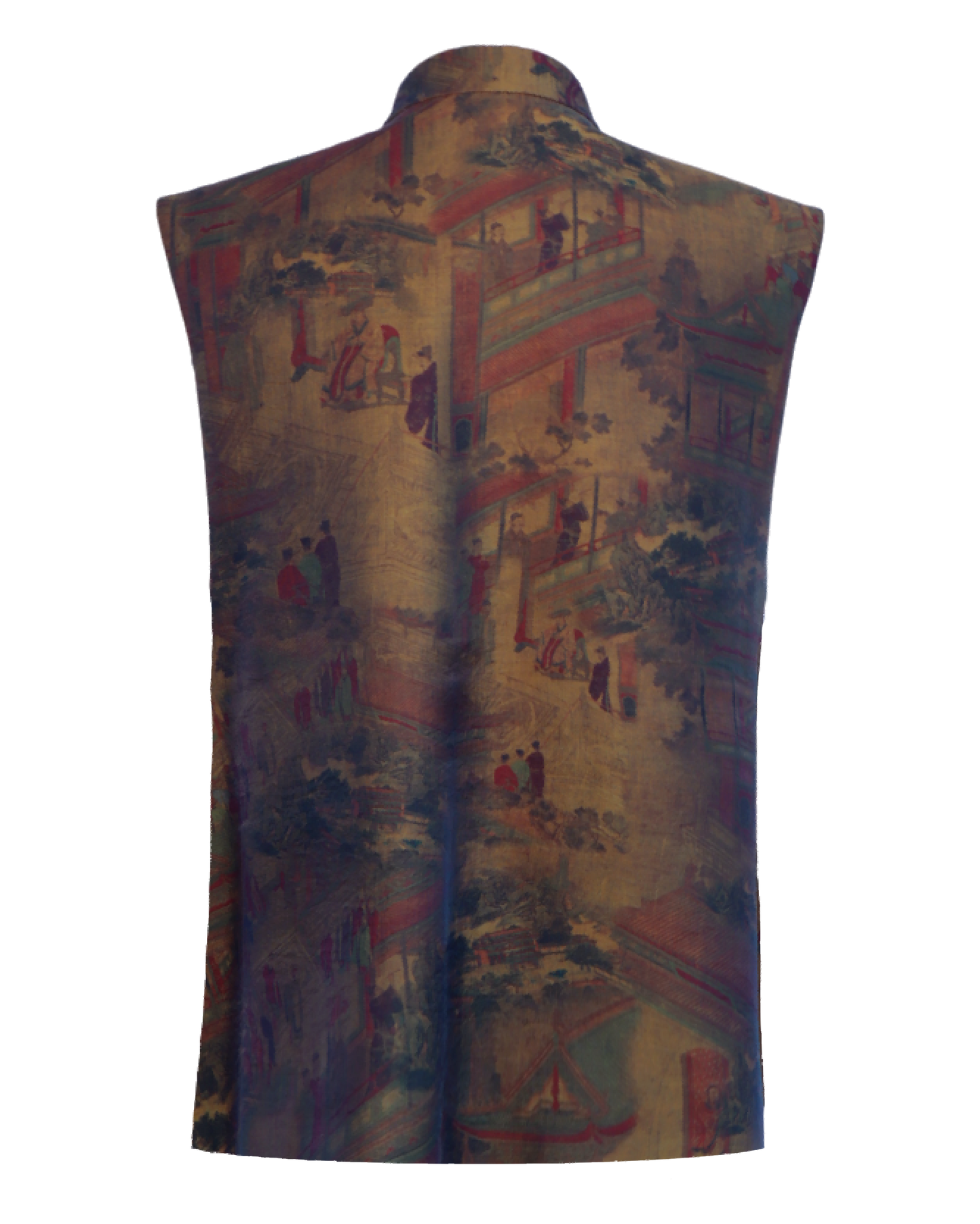 Mulberry Silk Embroidery Leisure Vest  | Handcrafted Fasteners | Retro Cloud Brocade