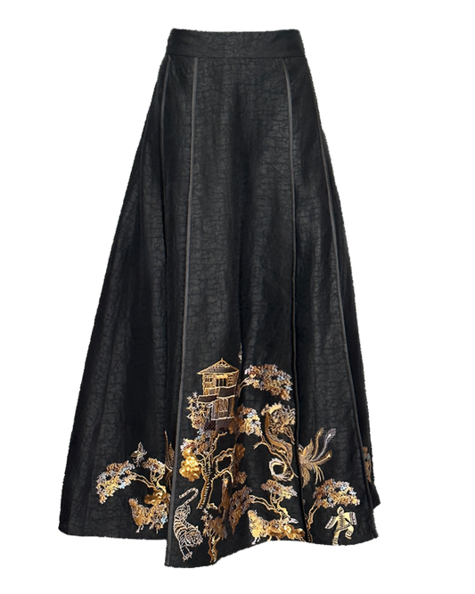 Luxurious Mulberry Silk Embroidery Mamian Skirt | Money Tree Pattern | CNY Collection | Xiangyunsha Fabric