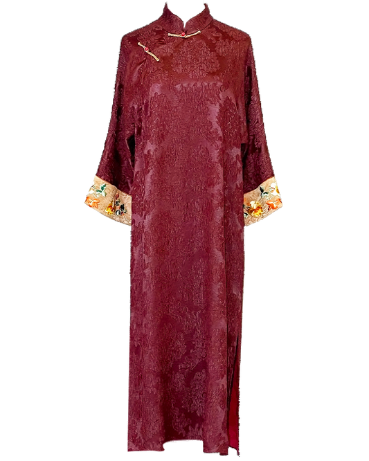 Luxurious Mulberry Silk | Embroidery Midi Dress with Side Slits