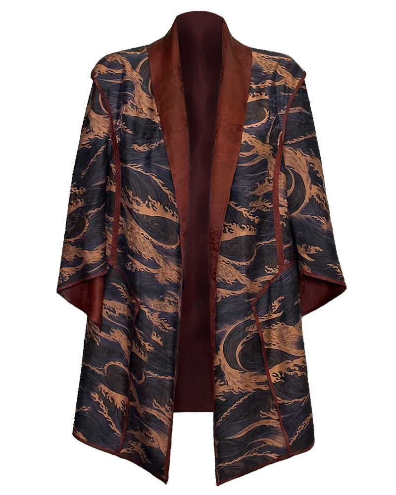 Mulberry Silk Jacket | Waves Pattern | Xiangyunsha Fabric